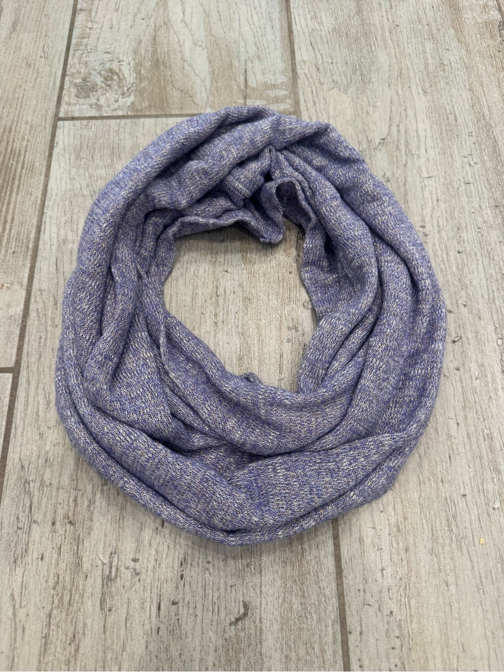 Soft Gap Purple Knit Infinity Scarf with Gold Metallic Sparkles